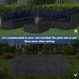 7 Pieces Patio Rattan Furniture Set Sectional Sofa Garden Cushion