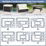 Juego de muebles de patio de mimbre de 7 piezas - Blanco