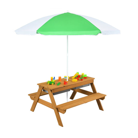 Mesa de agua y arena de picnic para niños 3 en 1 con