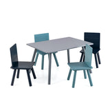 Set de Muebles de Actividad de Madera de 5 Piezas para Niños con Bloques de Construcción - Azul
