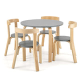 Juego de mesa y 4 sillas de madera para niños con respaldo curvado