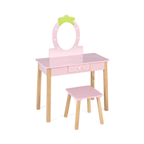 Juego de Tocador y Taburete 2 en 1 para Niños con Espejo - Rosa