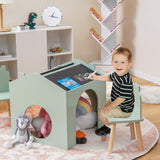 Juego de mesa y 2 sillas de madera para niños - Verde