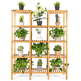 Estante multifuncional de bambú para exhibición de plantas y flores