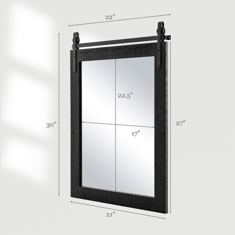Espejo de pared de 30 x 22 pulgadas con marco de madera