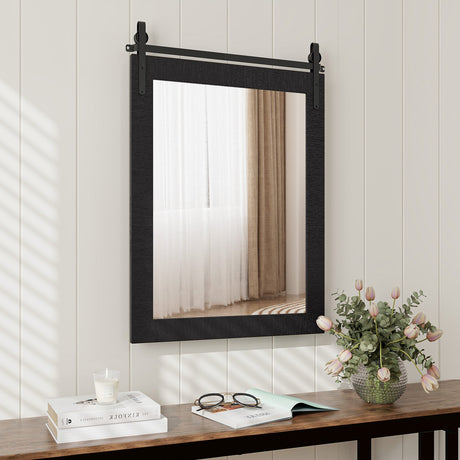 Espejo de pared de 30 x 22 pulgadas con marco de madera