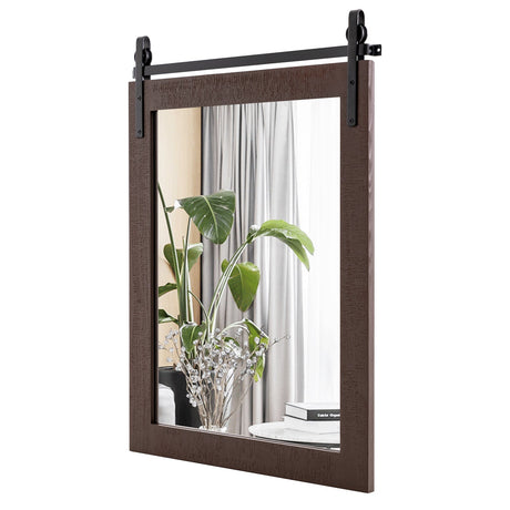 Espejo de pared de 30 x 22 pulgadas con marco de madera