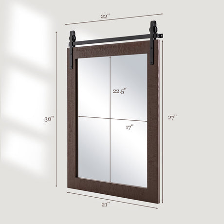 Espejo de pared de 30 x 22 pulgadas con marco de madera