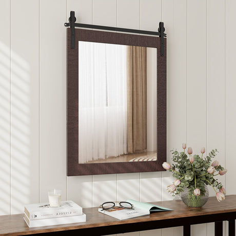 Espejo de pared de 30 x 22 pulgadas con marco de madera