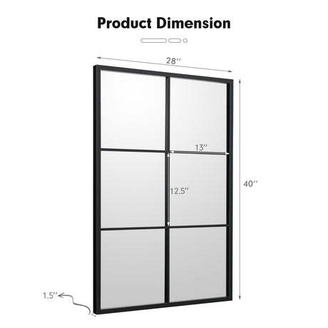 Espejo de pared decorativo de 3 capas con marco de metal para comedor/sala de estar - Negro