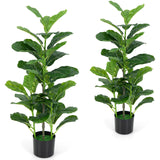 Paquete de 2 ficus lyrata artificiales para interior y exterior