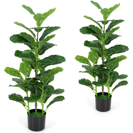Paquete de 2 ficus lyrata artificiales para interior y exterior