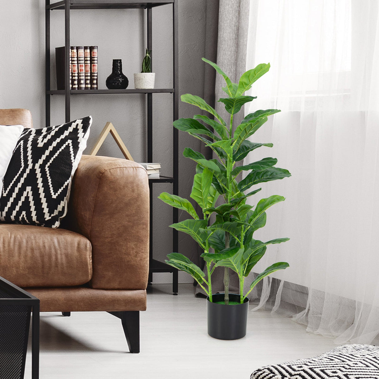 Paquete de 2 ficus lyrata artificiales para interior y exterior