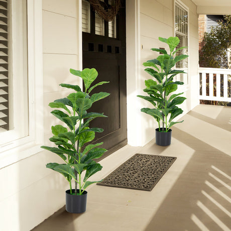 Paquete de 2 ficus lyrata artificiales para interior y exterior