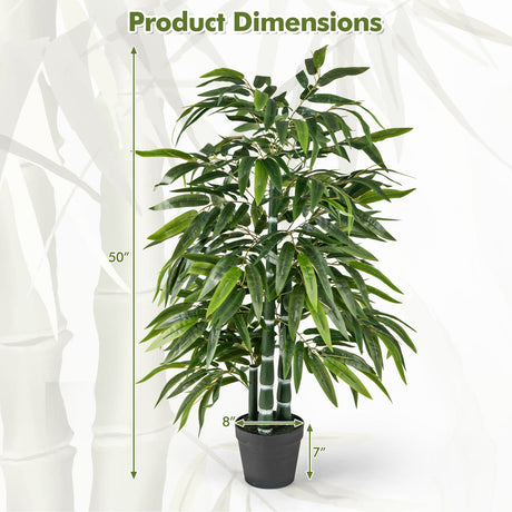 Paquete de 2 árboles de bambú artificial con 3 troncos de bambú de PE - Verde