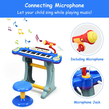 Teclado electrónico de 37 teclas, piano de juguete para niños