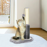 20.5 inch Tall Cat Scratching Post Claw Scratcher with Sisal Rope and Plush Ball-Gray