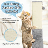 Rascador para gatos de 31 pulgadas de alto con cuerda de sisal y 2 pelotas de felpa - Gris