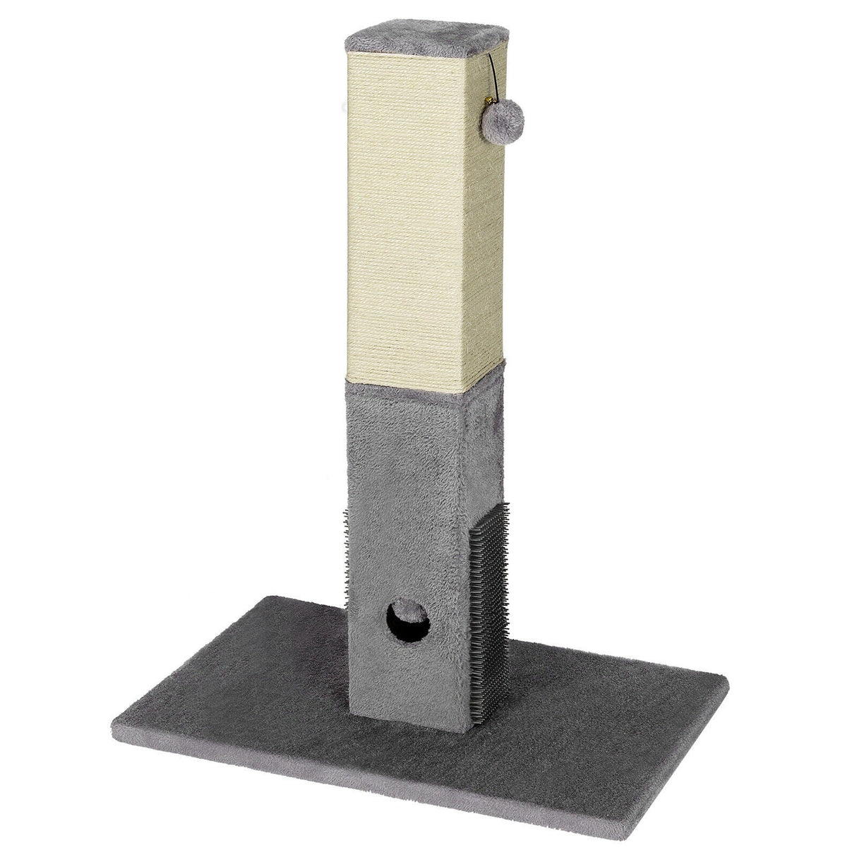 Rascador para gatos de 31 pulgadas de alto con cuerda de sisal y 2 pelotas de felpa - Gris