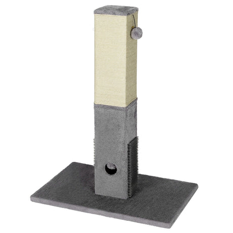Rascador para gatos de 31 pulgadas de alto con cuerda de sisal y 2 pelotas de felpa - Gris