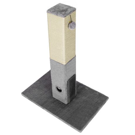 Rascador para gatos de 31 pulgadas de alto con cuerda de sisal y 2 pelotas de felpa - Gris