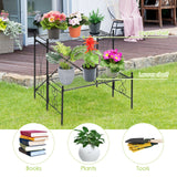 Estantería metálica de 2 niveles para plantas de jardín