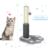 20.5 inch Tall Cat Scratching Post Claw Scratcher with Sisal Rope and Plush Ball-Gray