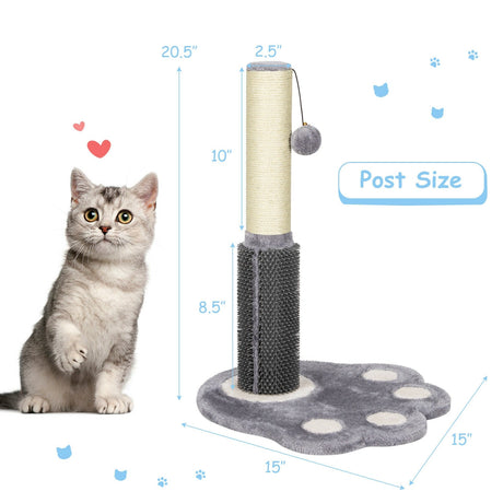 Rascador de Gatos Alto de 20.5 Pulgadas con Cuerda de Sisal y Bola de Peluche – Gris