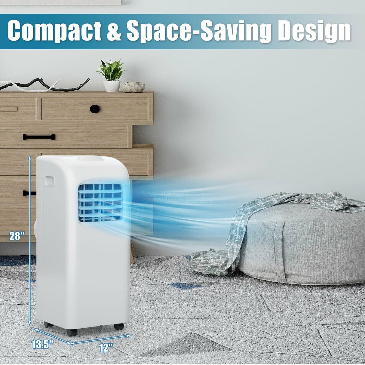 Aire Acondicionado Portátil de 8000 BTU (Ashrae) con Función Deshumidificadora