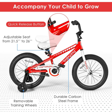 Bicicleta para niños de 16 pulgadas con ruedas de entrenamiento para niños de 5 a 8 años