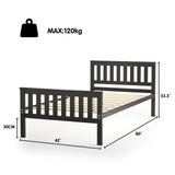 Base de cama individual de madera con cabecero
