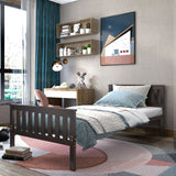 Base de cama individual de madera con cabecero