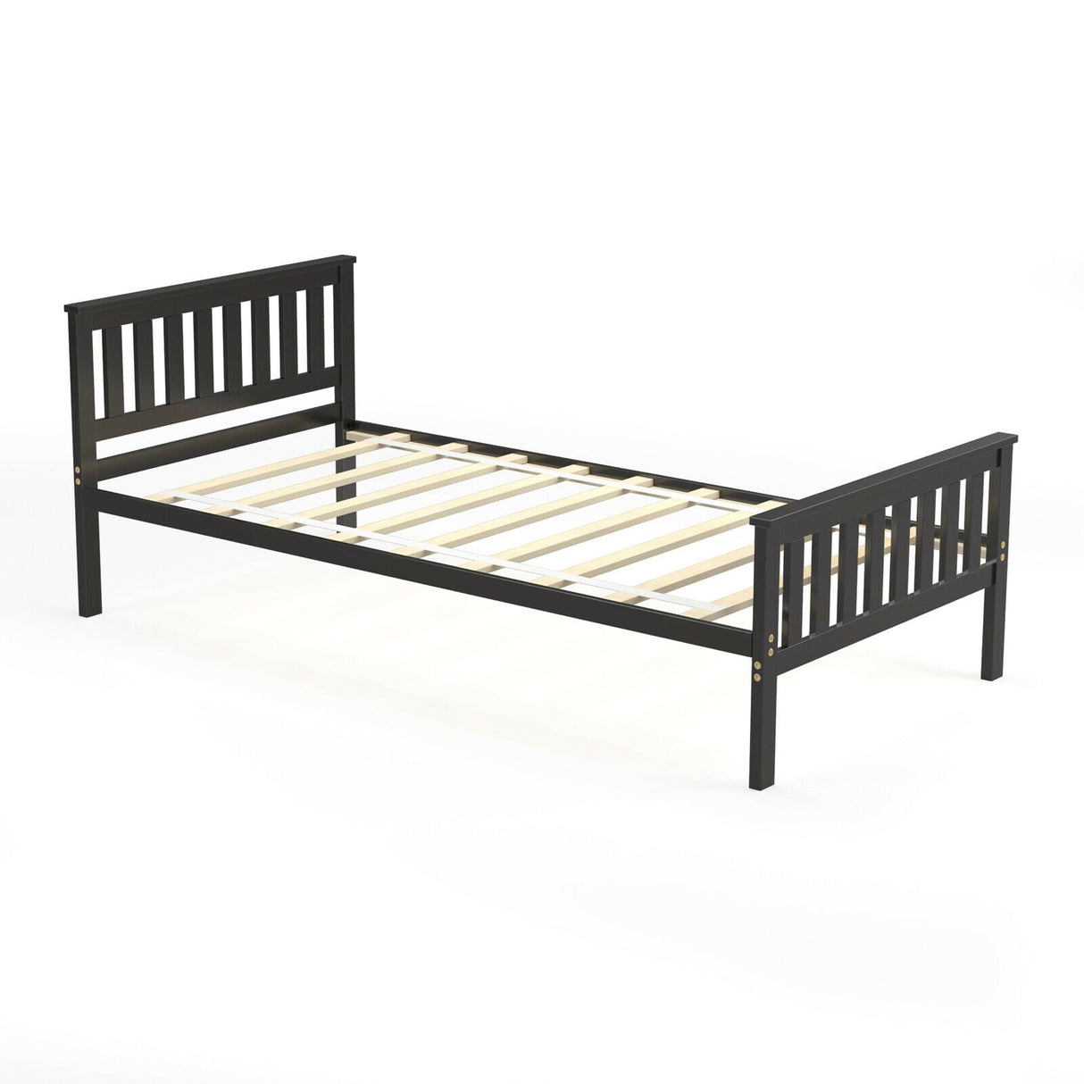 Base de cama individual de madera con cabecero