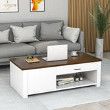 Mesa de centro moderna con cajones frontales y traseros y compartimentos para sala de estar