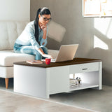 Mesa de centro moderna con cajones frontales y traseros y compartimentos para sala de estar