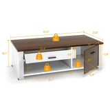 Mesa de centro moderna con cajones frontales y traseros y compartimentos para sala de estar