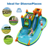 Tobogán de agua inflable para niños, piscina de chapoteo con soplador de 735 W