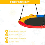 Columpio de Plataforma Redonda para Exteriores, de 40 pulgadas, con Almohada y Asa - Multicolor