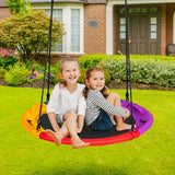 Columpio de Plataforma Redonda para Exteriores, de 40 pulgadas, con Almohada y Asa - Multicolor