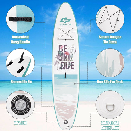 Tabla de paddle surf hinchable de 10,5 pies con remo de aluminio y bomba