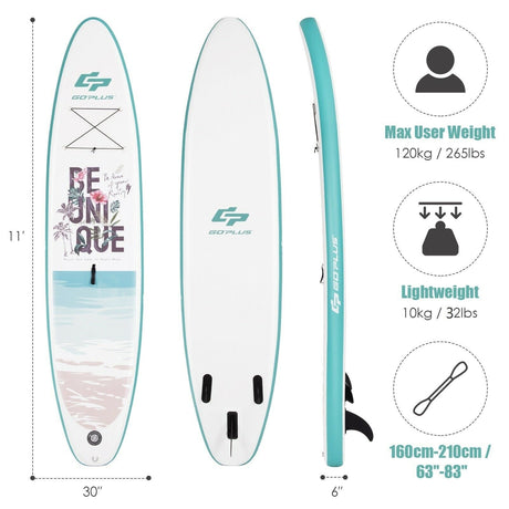 Tabla de paddle surf hinchable de 10,5 pies con remo de aluminio y bomba
