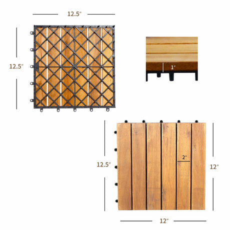 27 losetas encajables de madera de acacia para patio