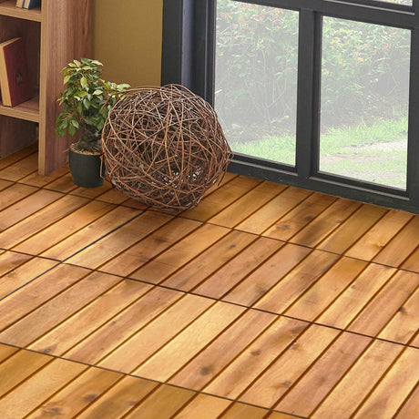 27 losetas encajables de madera de acacia para patio