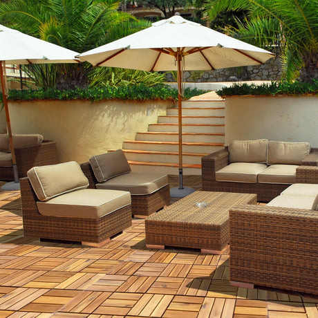 27 piezas de baldosas entrelazadas de madera de acacia de 12 x 12 pulgadas para patio/cubierta