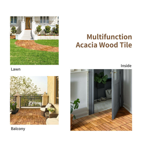 27 losetas encajables de madera de acacia para patio