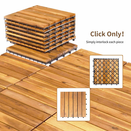 27 losetas encajables de madera de acacia para patio