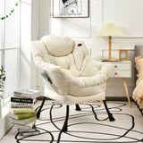 Sillón perezoso moderno de tela de poliéster con estructura de acero y bolsillo lateral