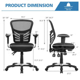 Silla de oficina ergonómica de malla con altura de respaldo y reposabrazos ajustables