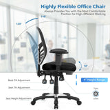 Silla de oficina ergonómica de malla con altura de respaldo y reposabrazos ajustables