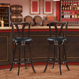 Juego de 2 taburetes giratorios de bar de 24 pulgadas de altura de mostrador, sillas de cocina y comedor con asiento de cuero acolchado